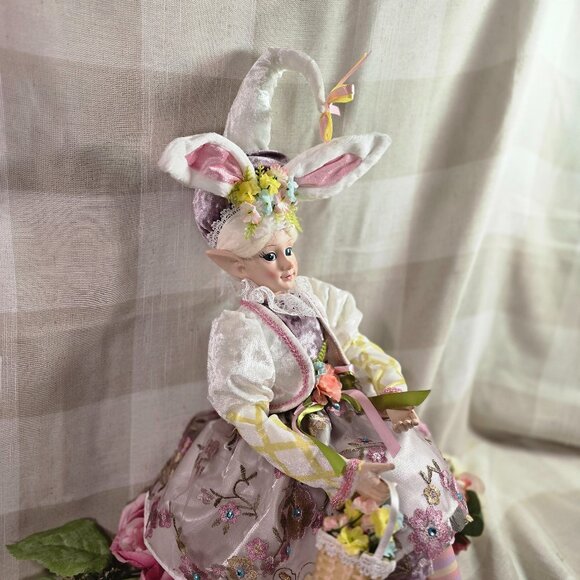Cynthia Rowley Easter Elf Bunny Shelf Sitter Doll Tabletop Spring Decor Purple - Picture 9 of 9